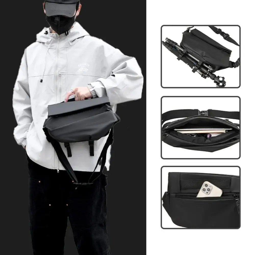 Premium Waterproof Magnetic Buckle Crossbody Bag Personality Fashion Men Messenger Bag Black Minimalist Shoulder Bags Men Bag