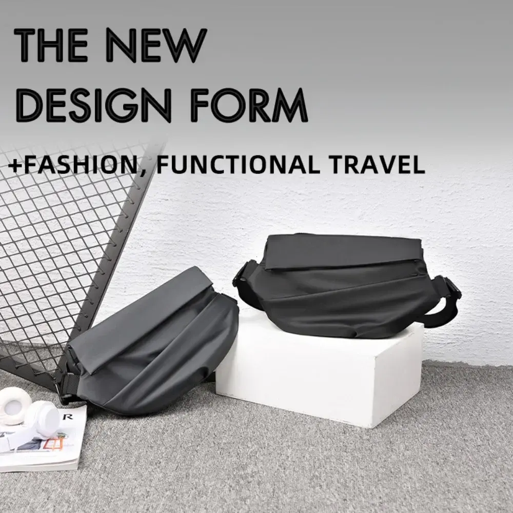 Premium Waterproof Magnetic Buckle Crossbody Bag Personality Fashion Men Messenger Bag Black Minimalist Shoulder Bags Men Bag