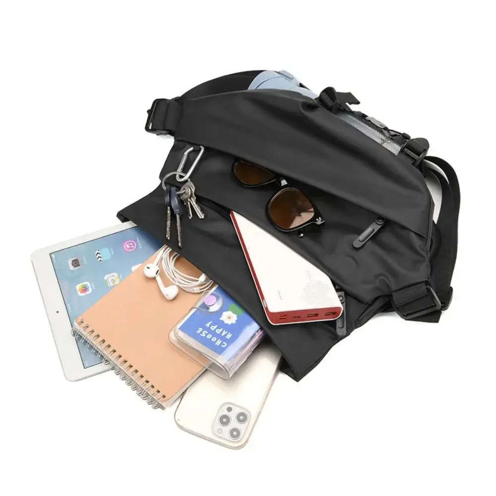 Premium Waterproof Magnetic Buckle Crossbody Bag Personality Fashion Men Messenger Bag Black Minimalist Shoulder Bags Men Bag