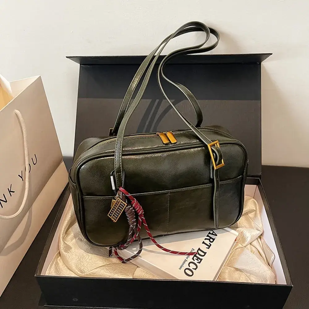 Vintage Women's Shoulder Bag 2025 Y2K New Trend Fashion Underarm Bags Luxury Solid PU Leather Handbag Large Capacity Tote Bags