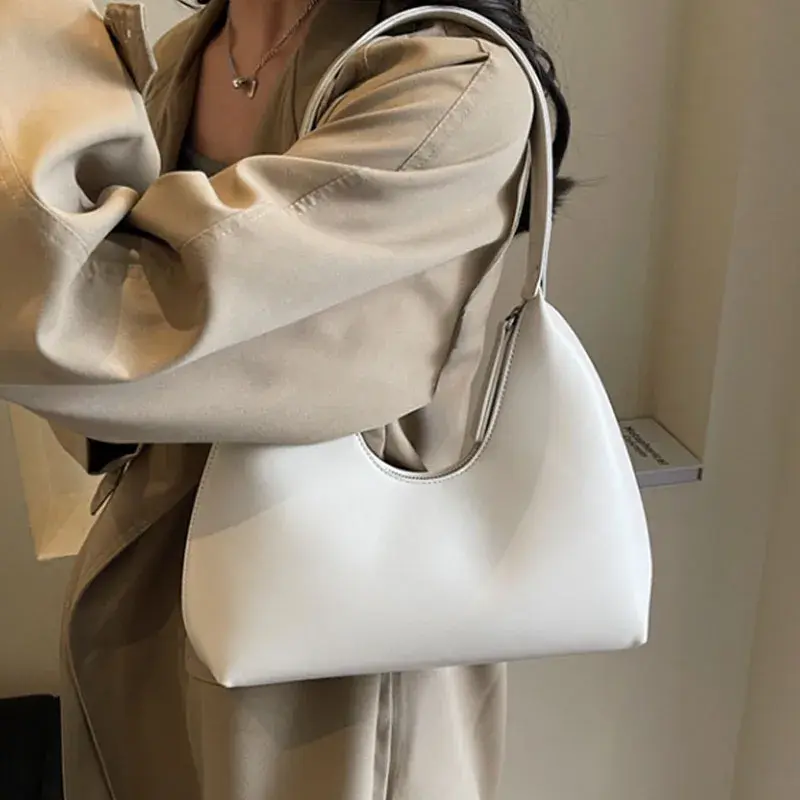 Fashion Underarm Shoulder Bags For Women PU Leather Pure Color Armpit Hobo Bag 2025 New Luxury Designer Purses And Handbag