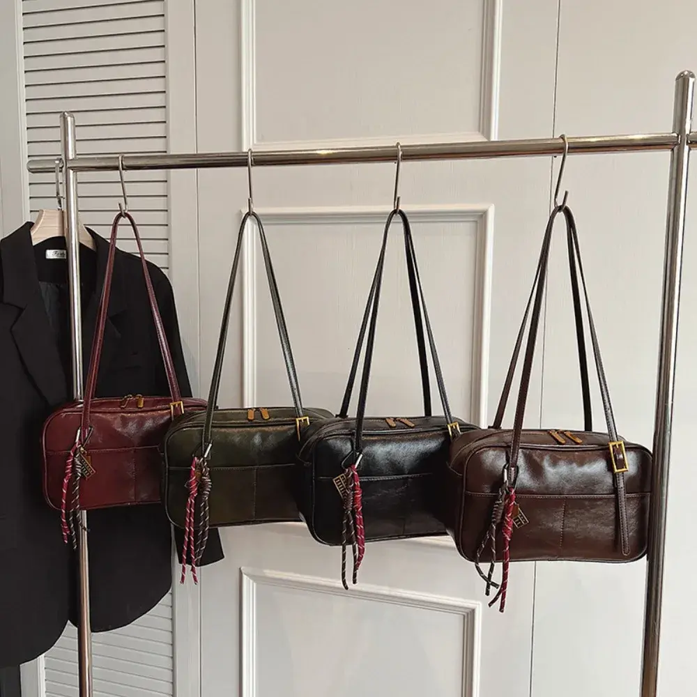 Vintage Women's Shoulder Bag 2025 Y2K New Trend Fashion Underarm Bags Luxury Solid PU Leather Handbag Large Capacity Tote Bags