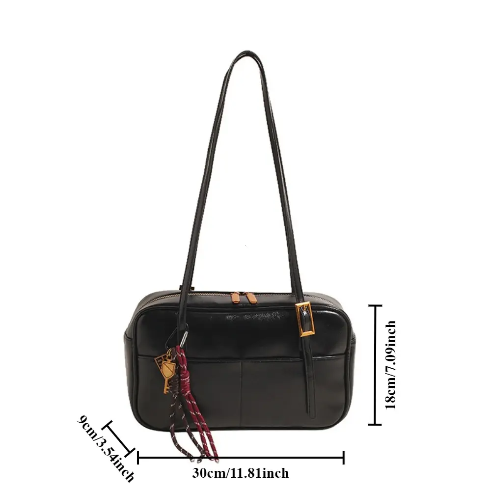 Vintage Women's Shoulder Bag 2025 Y2K New Trend Fashion Underarm Bags Luxury Solid PU Leather Handbag Large Capacity Tote Bags