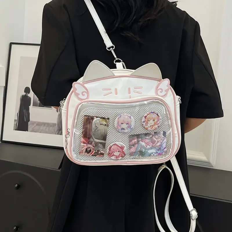 Fashion College Style Transparent Shoulder Bags Small Ita Bag Cat Backpacks for Women Casual Lolita Jk Harajuku Crossbody Bag