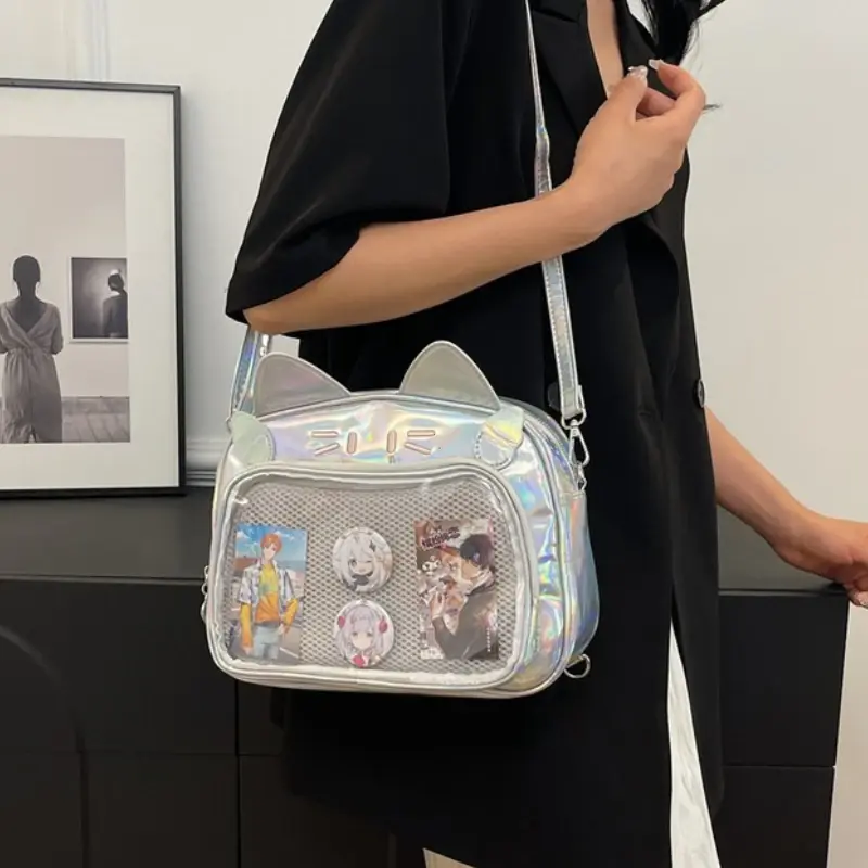 Fashion College Style Transparent Shoulder Bags Small Ita Bag Cat Backpacks for Women Casual Lolita Jk Harajuku Crossbody Bag