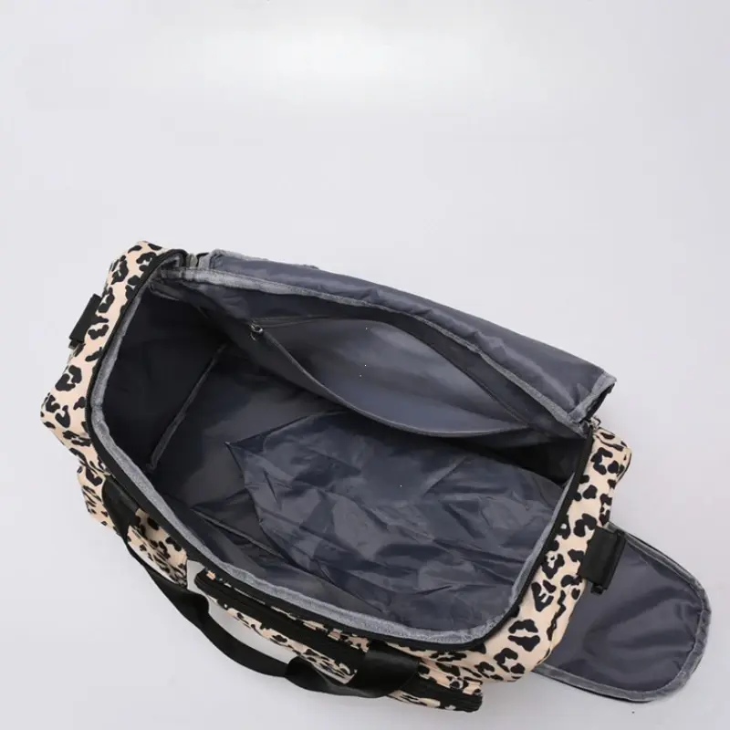 Women's Travel Bags Large Capacity Leisure Luggage Bag Leopard Print Waterproof Portable Sports Storage Fitness Dry Wet Handbag