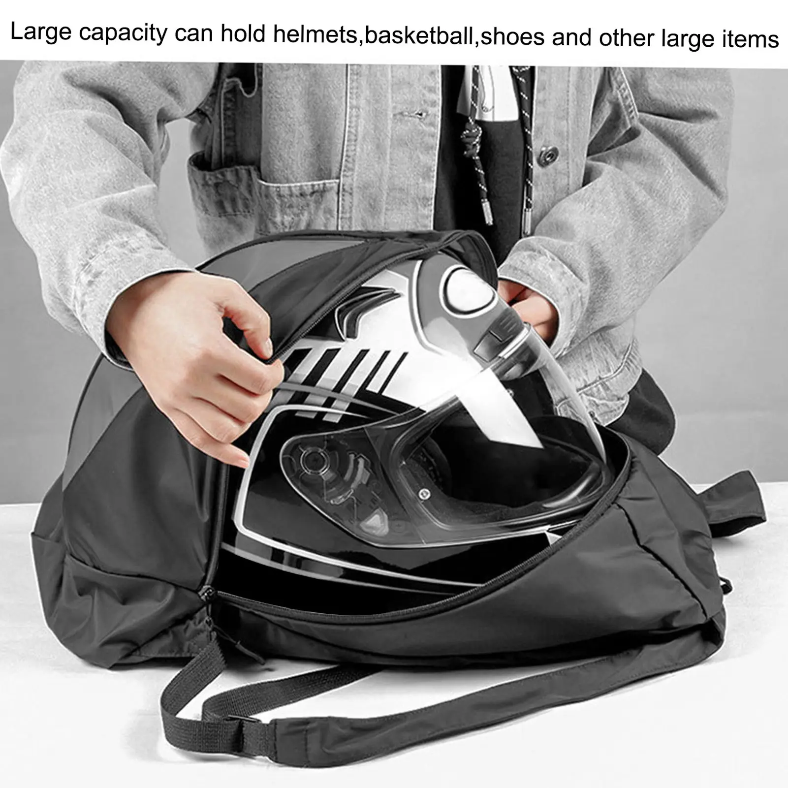 Motorcycle Helmet Backpack Lightweight Storage Carrying Bag for Riding Bicycle Motorcycle Sport Gym Training
