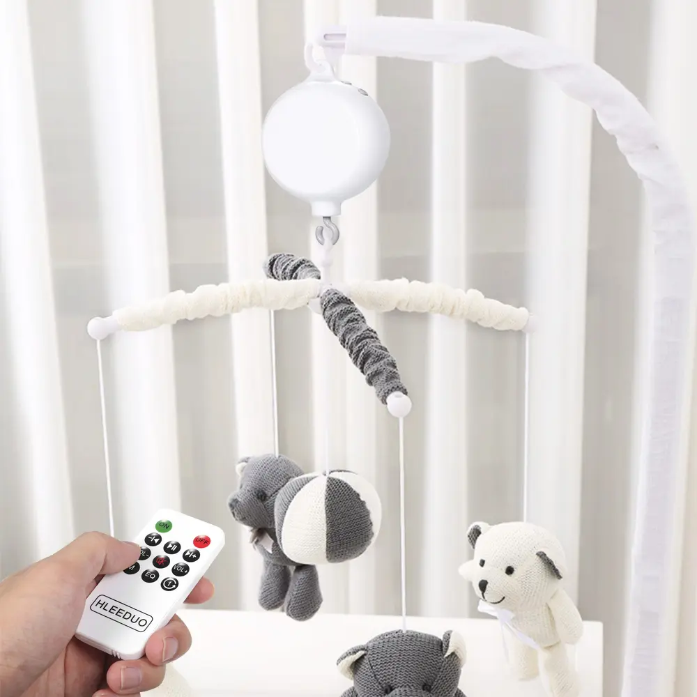 Music Box Rotary Baby Crib Bed Toy Musical Mobiles 35 Songs Music Box Remote Control Movement Bells for Kids with USB Line