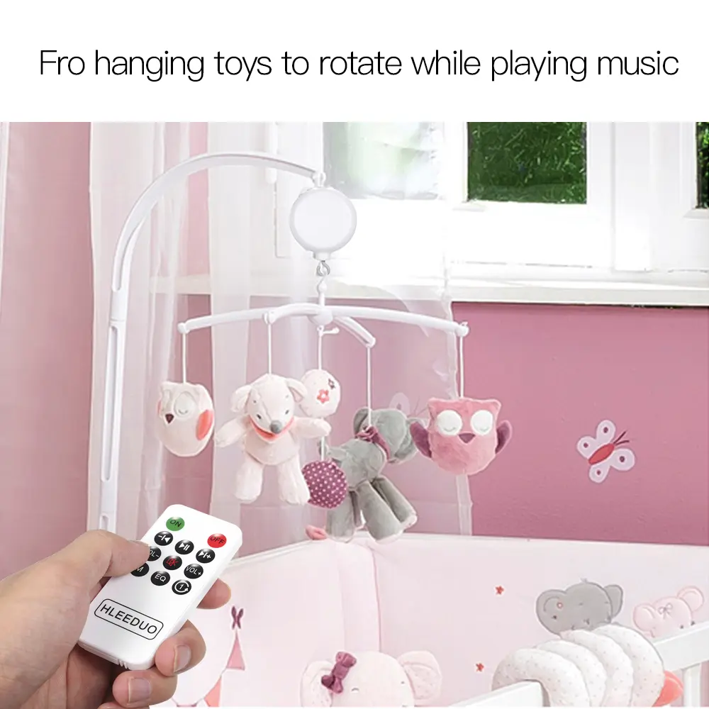 Music Box Rotary Baby Crib Bed Toy Musical Mobiles 35 Songs Music Box Remote Control Movement Bells for Kids with USB Line