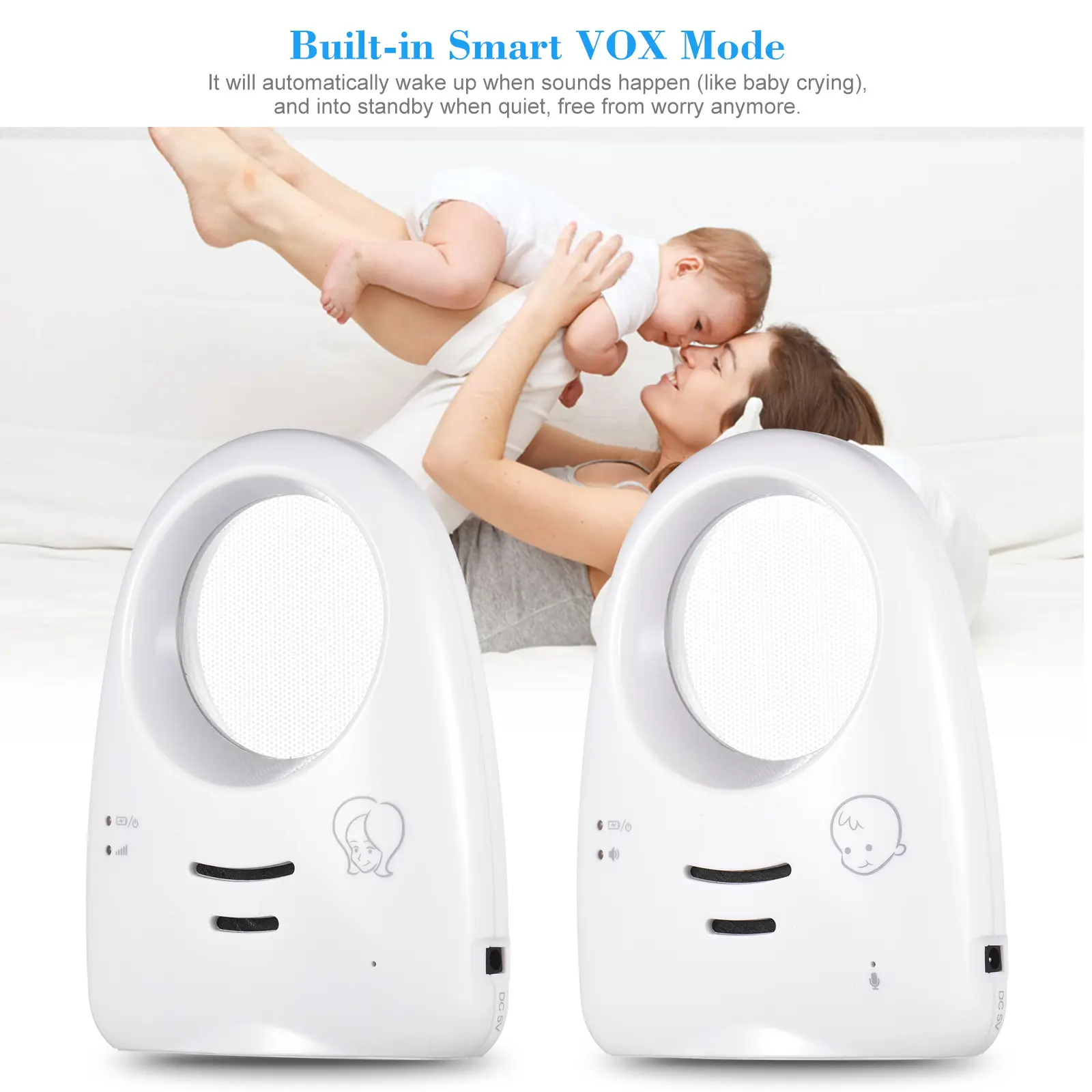 Baby Monitor Portable 2.4GHz Wireless Digital Audio Monitor One-Way Talk Crystal Clear Baby Cry Detector Sensitive Transmission