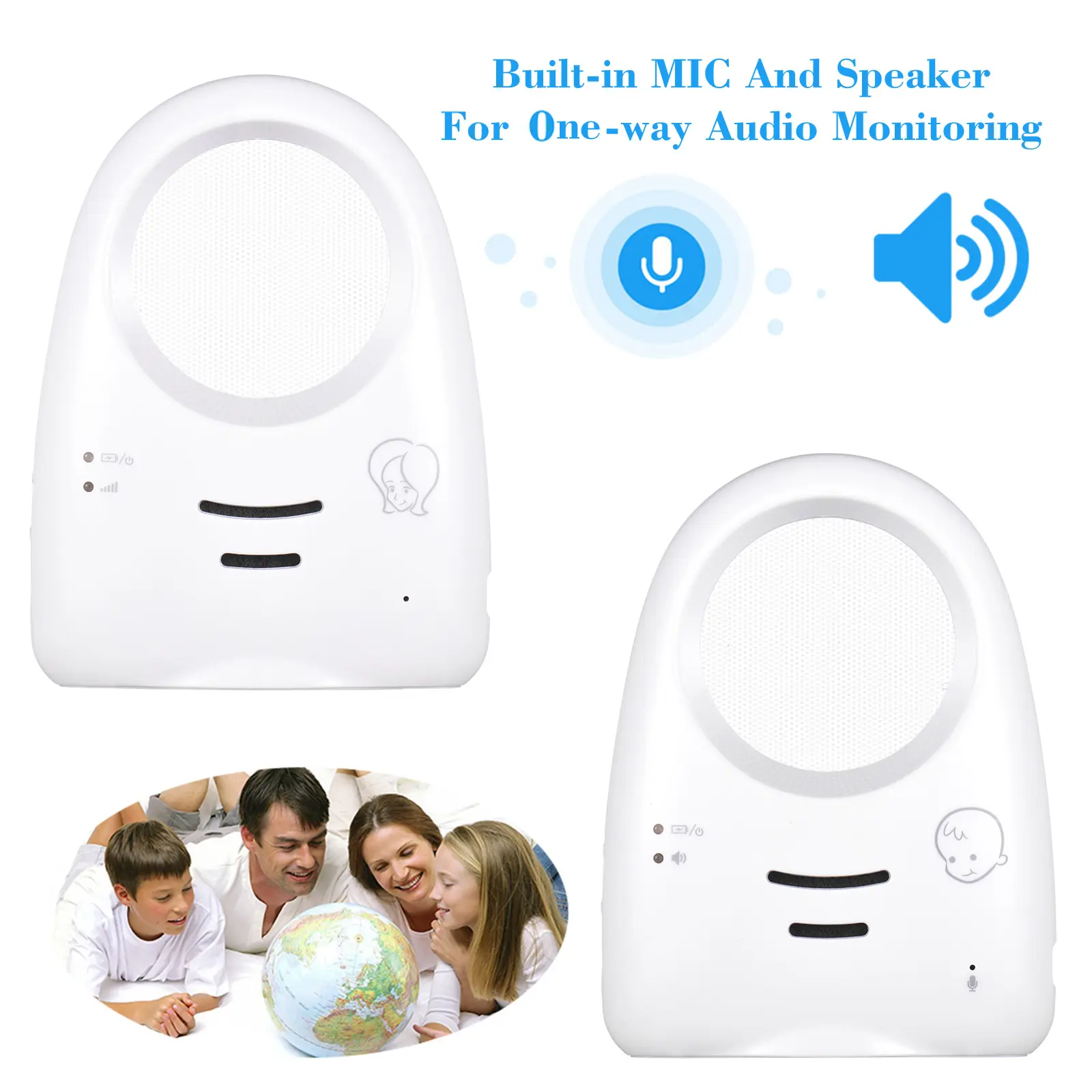 Baby Monitor Portable 2.4GHz Wireless Digital Audio Monitor One-Way Talk Crystal Clear Baby Cry Detector Sensitive Transmission
