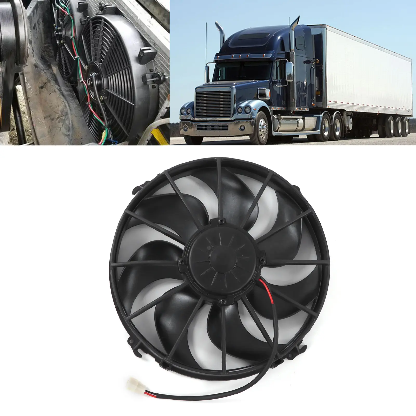 AC Condenser Fan AC Cooling Fan Car Air Conditioner Cooling Fan 24V 3200r/min Pull Type 7 Blades for Buses Trucks Oil Cooler Fan