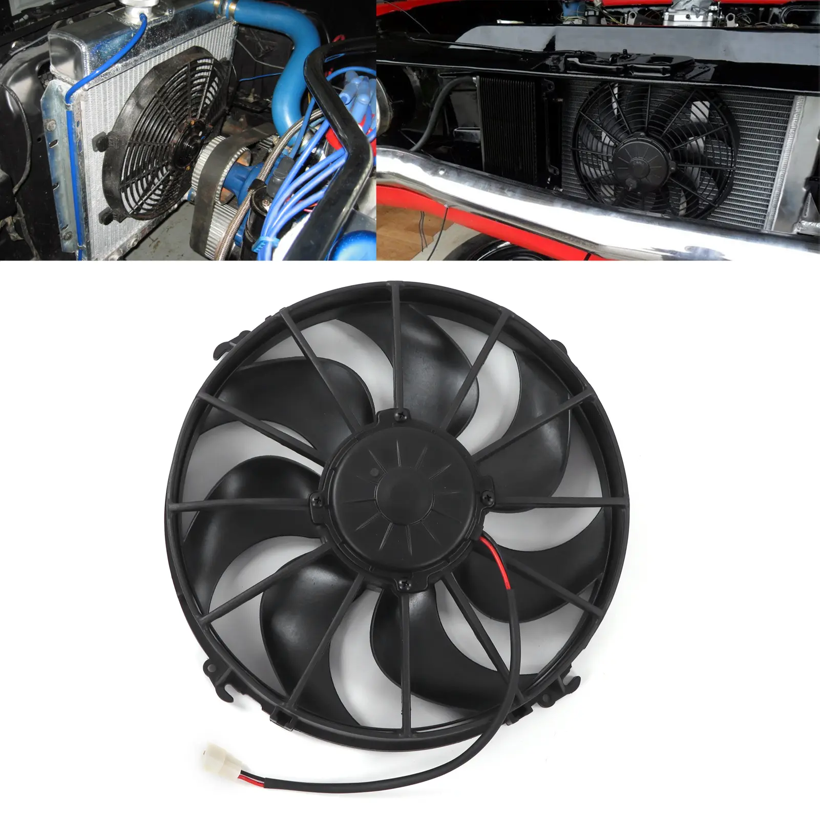 AC Condenser Fan AC Cooling Fan Car Air Conditioner Cooling Fan 24V 3200r/min Pull Type 7 Blades for Buses Trucks Oil Cooler Fan