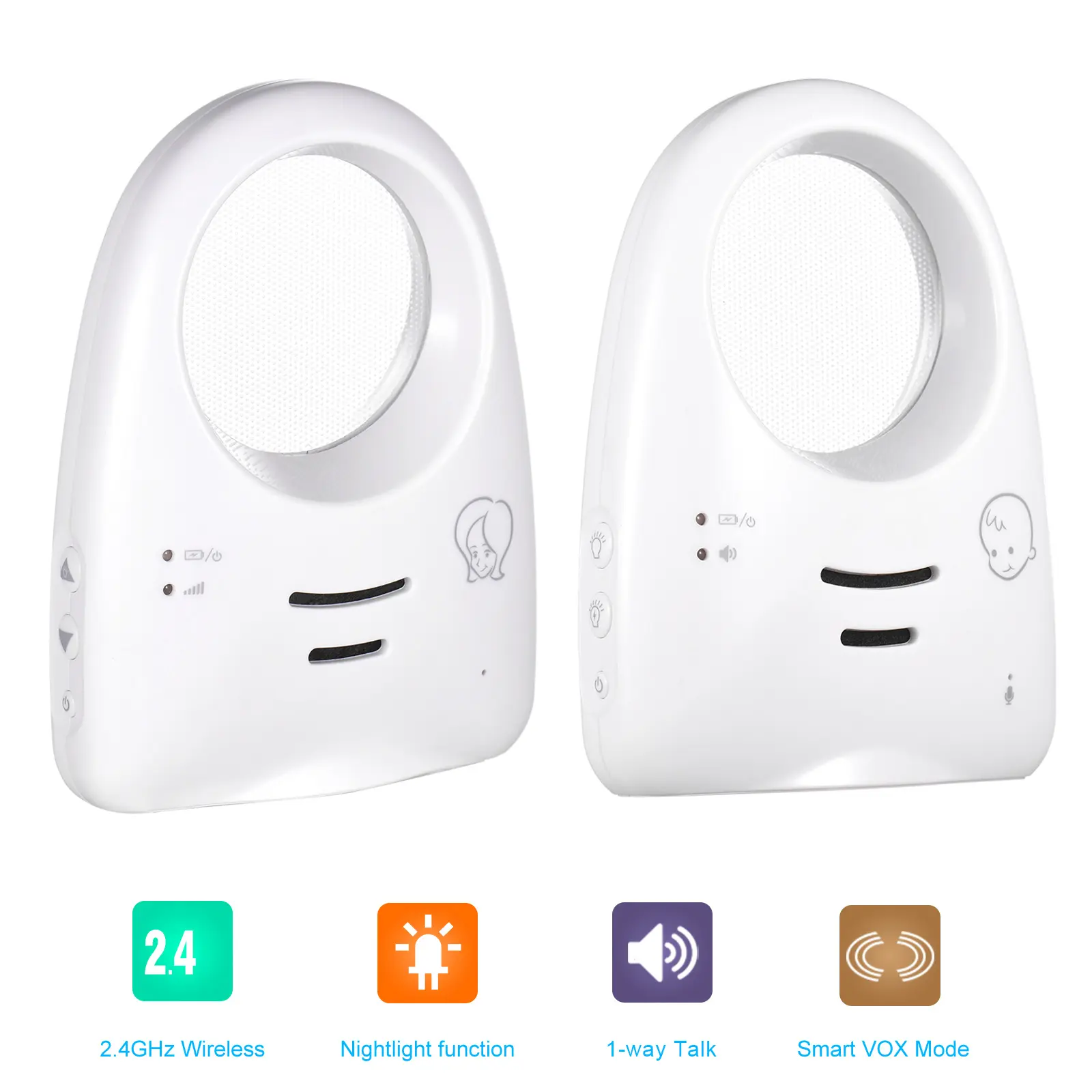Baby Monitor Portable 2.4GHz Wireless Digital Audio Monitor One-Way Talk Crystal Clear Baby Cry Detector Sensitive Transmission
