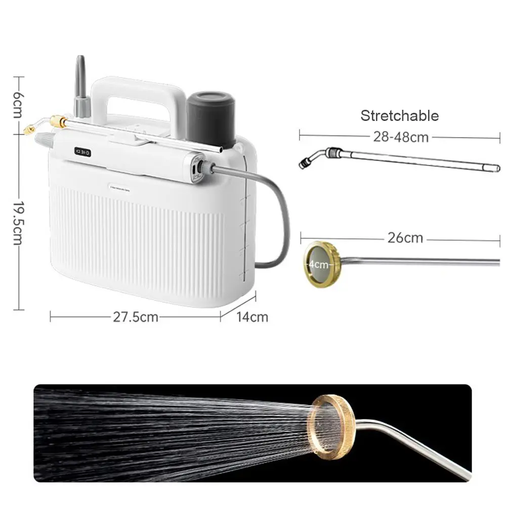 Automatic 5L Electric Garden Sprayer Pump Sprayer Rechargeable USB 2200mAh Battery Plant Mister with 2 Alternative Spray Lances