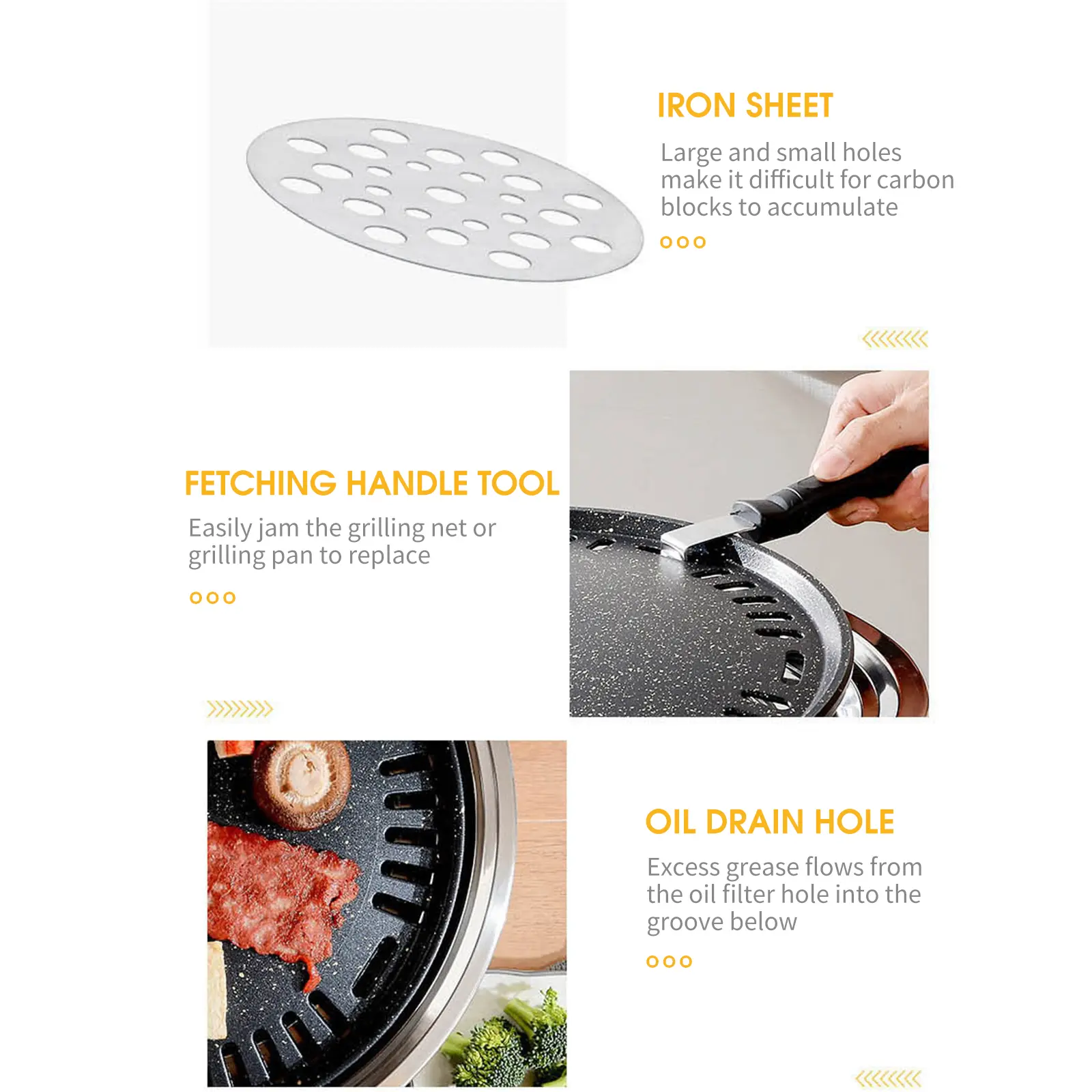 13 Inch Korean BBQ Grill Multifunctional Charcoal Barbecue Grill Round Camping Grill Stove Tabletop Smoker Grill Grilled Net