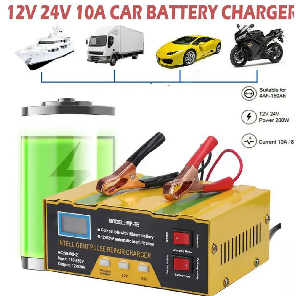 Car Battery Chargers 12V/24V Intelligent Pulse Repairing Charge Device Automotive Battery Trickle Maintainer for Car Truck