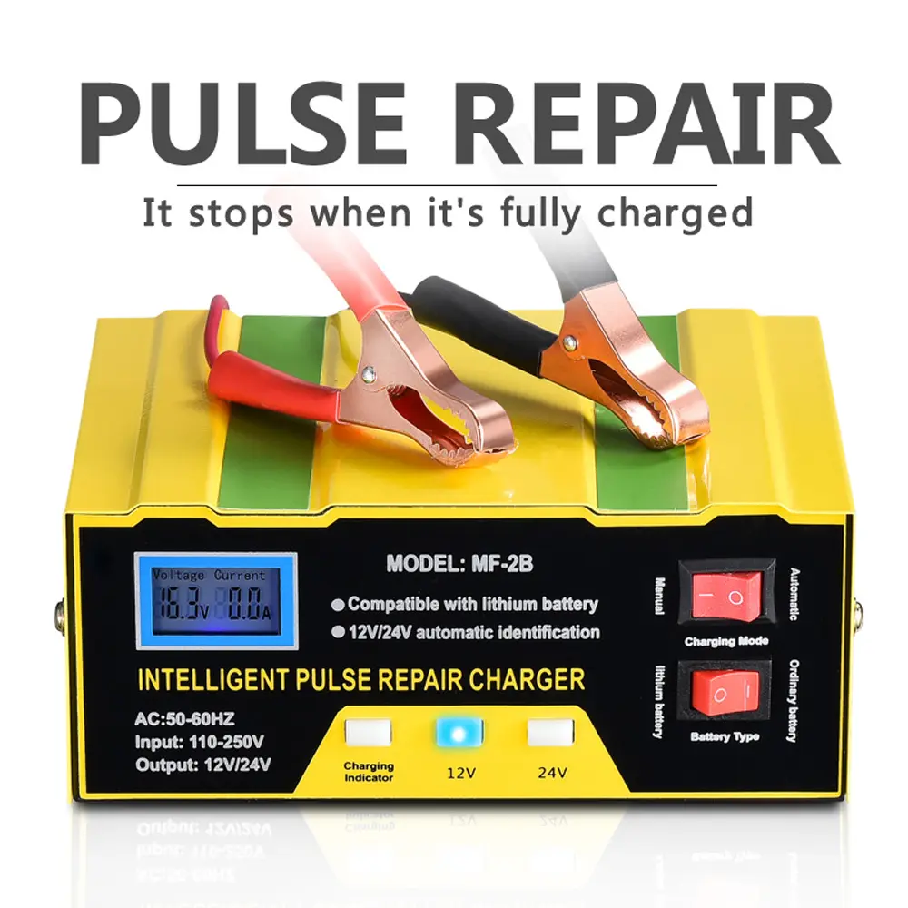 Car Battery Chargers 12V/24V Intelligent Pulse Repairing Charge Device Automotive Battery Trickle Maintainer for Car Truck