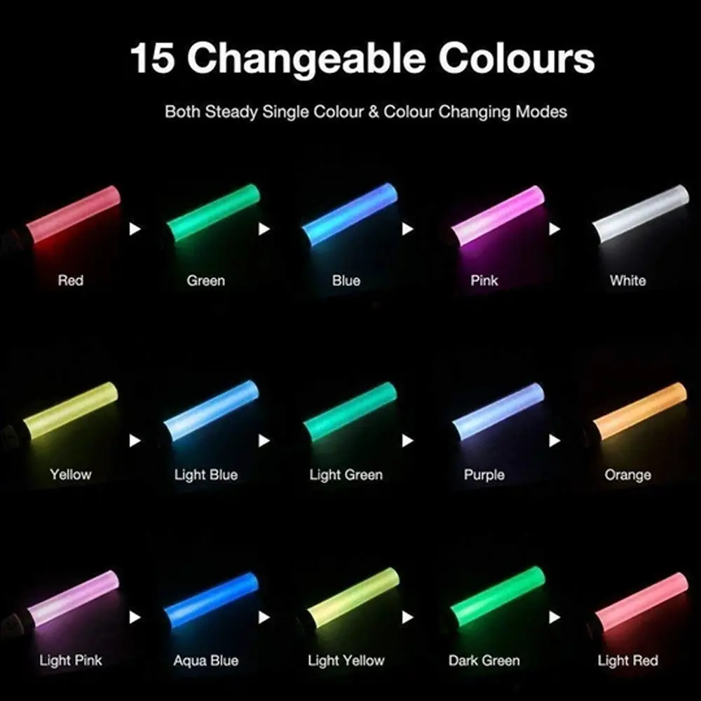 LED Light Sticks LED Glow Sticks 15 Colors Switchable Poi Glow Sticks for Parties Concerts Weddings Celebrations
