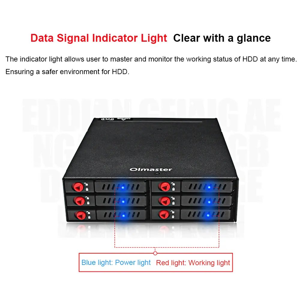 OImaster 6 Bays Mobile Backplane Support 2.5'' SATA HDD SSD Hard Drive with Cooling Fan Locker Hot-swap 6Gbps Transmission