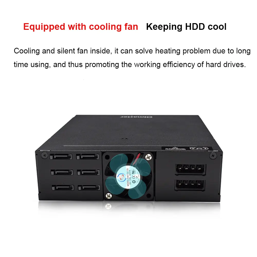 OImaster 6 Bays Mobile Backplane Support 2.5'' SATA HDD SSD Hard Drive with Cooling Fan Locker Hot-swap 6Gbps Transmission