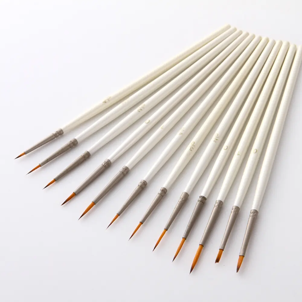12Pcs Detail Paint Brush Set Miniature Nylon Hair Paintbrushes for Fine Detailing Acrylic/ Watercolor/ Gouache/ Pigment