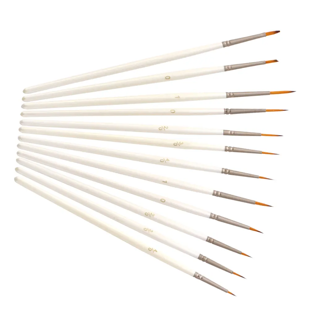 12Pcs Detail Paint Brush Set Miniature Nylon Hair Paintbrushes for Fine Detailing Acrylic/ Watercolor/ Gouache/ Pigment