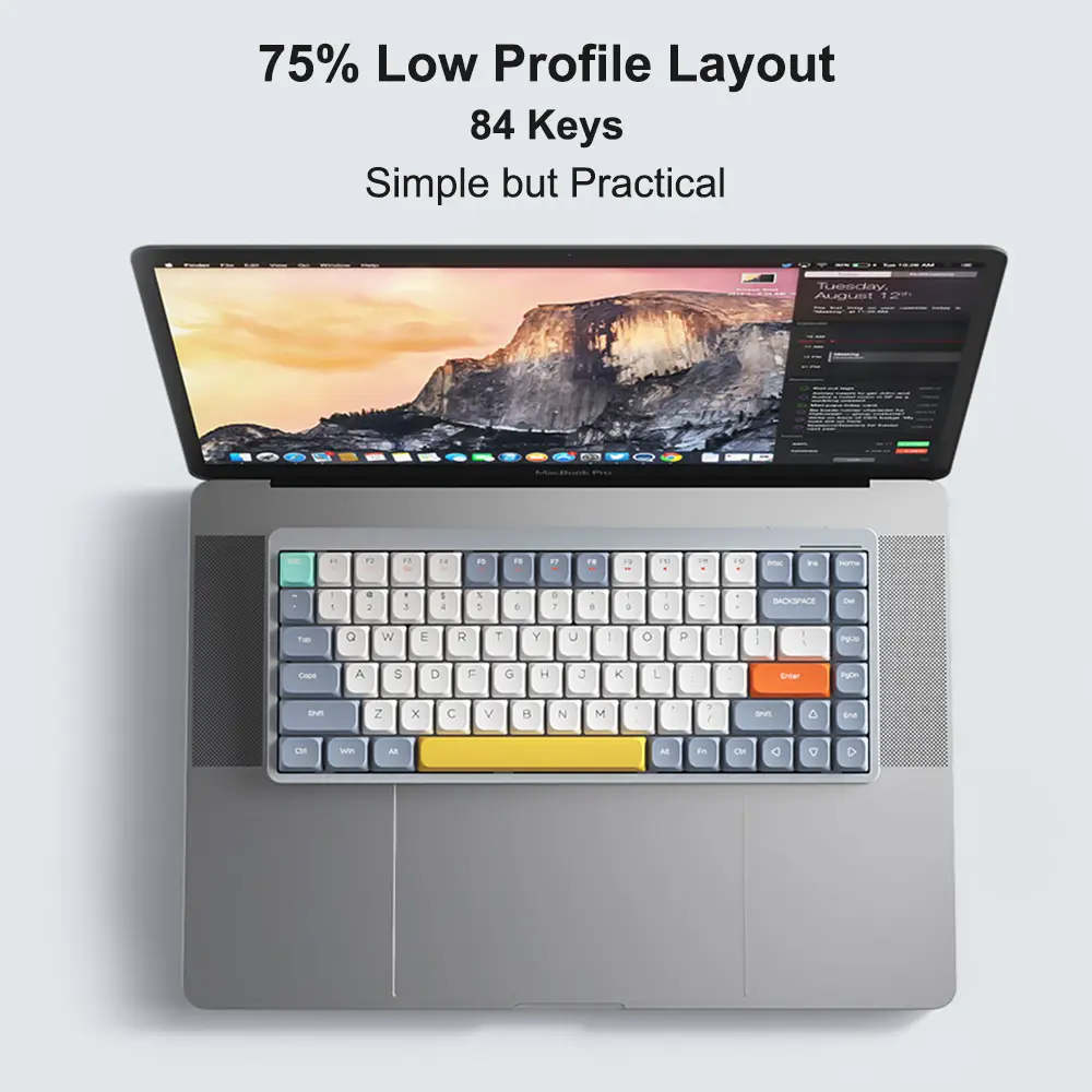 Wireless Mechanical Keyboard 84 Keys 2.4G+BT5.0+Type-C  Keyboards 15 Light Effect 5 Brightness Levels Keyboard for Tablet Laptop