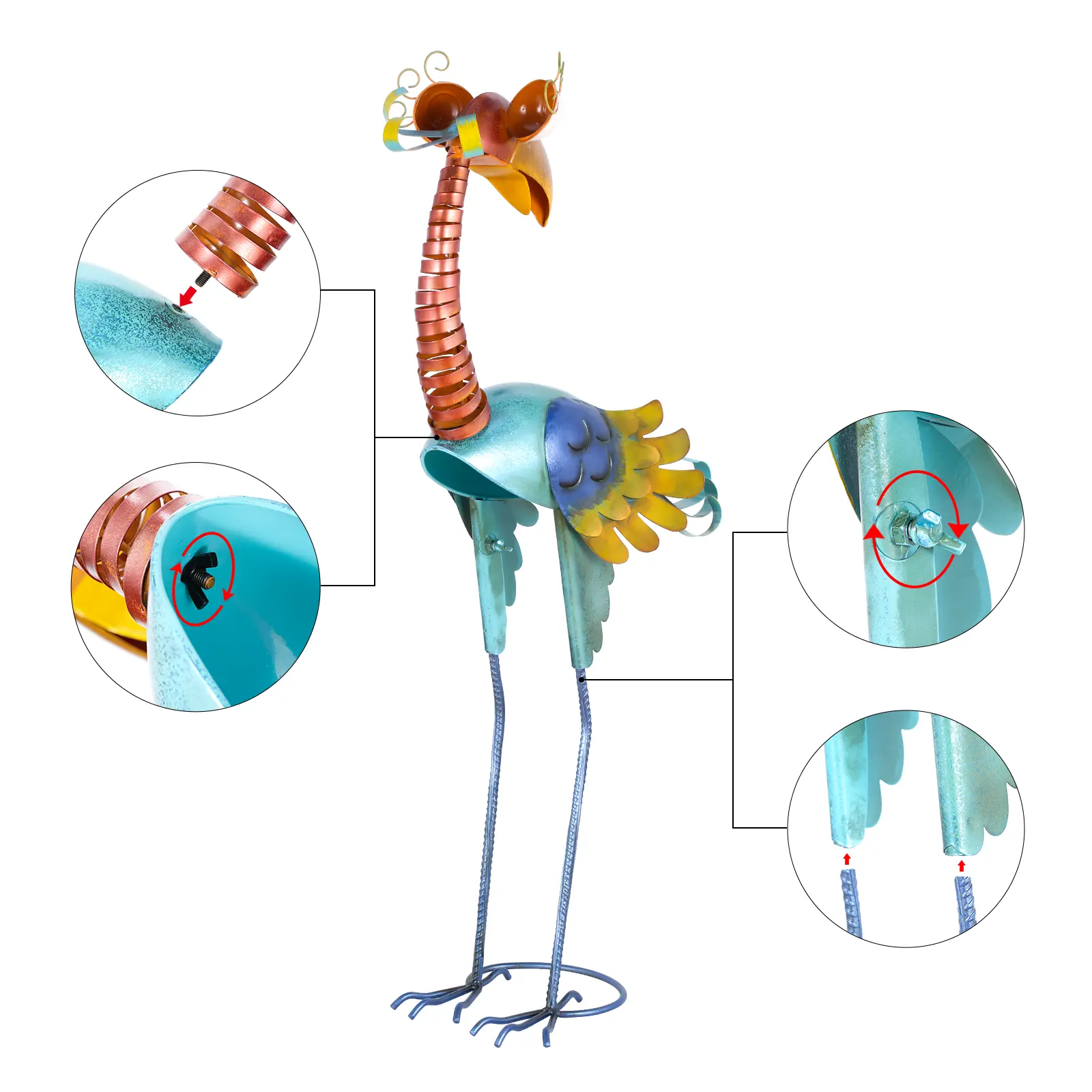 Tooarts Toucan Sculpture, Iron Bird Sculpture, Garden Decoration, Standing Animal Ornament, Artwork for Backyard Patio Lawn