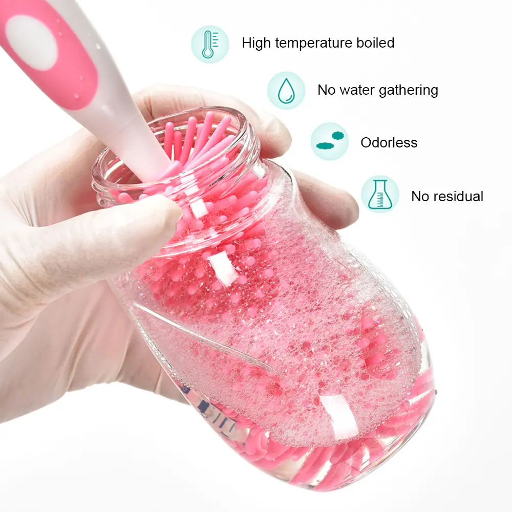 2 in 1 Silicone Bottle Brush Baby Bottle Cleaner Nipple Brush Set For Feeding Bottles Cleaner for Narrow Neck Bottles
