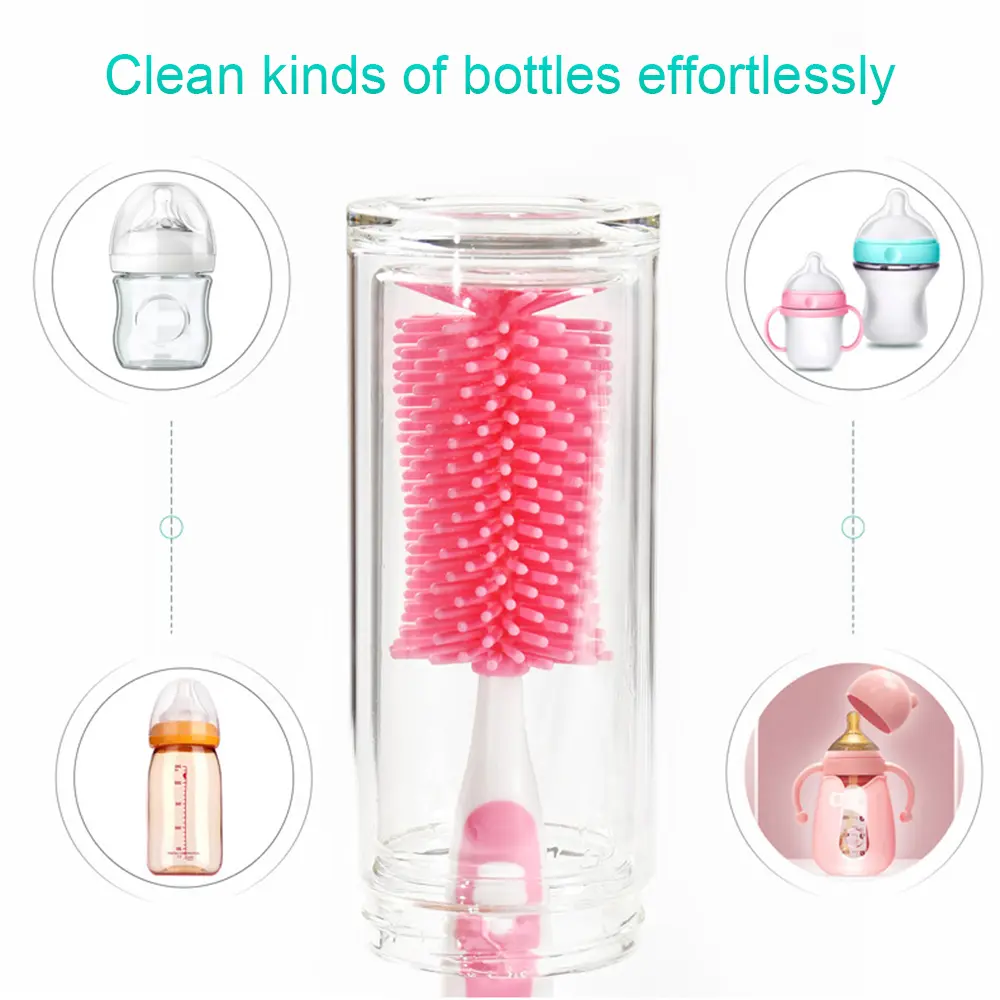2 in 1 Silicone Bottle Brush Baby Bottle Cleaner Nipple Brush Set For Feeding Bottles Cleaner for Narrow Neck Bottles