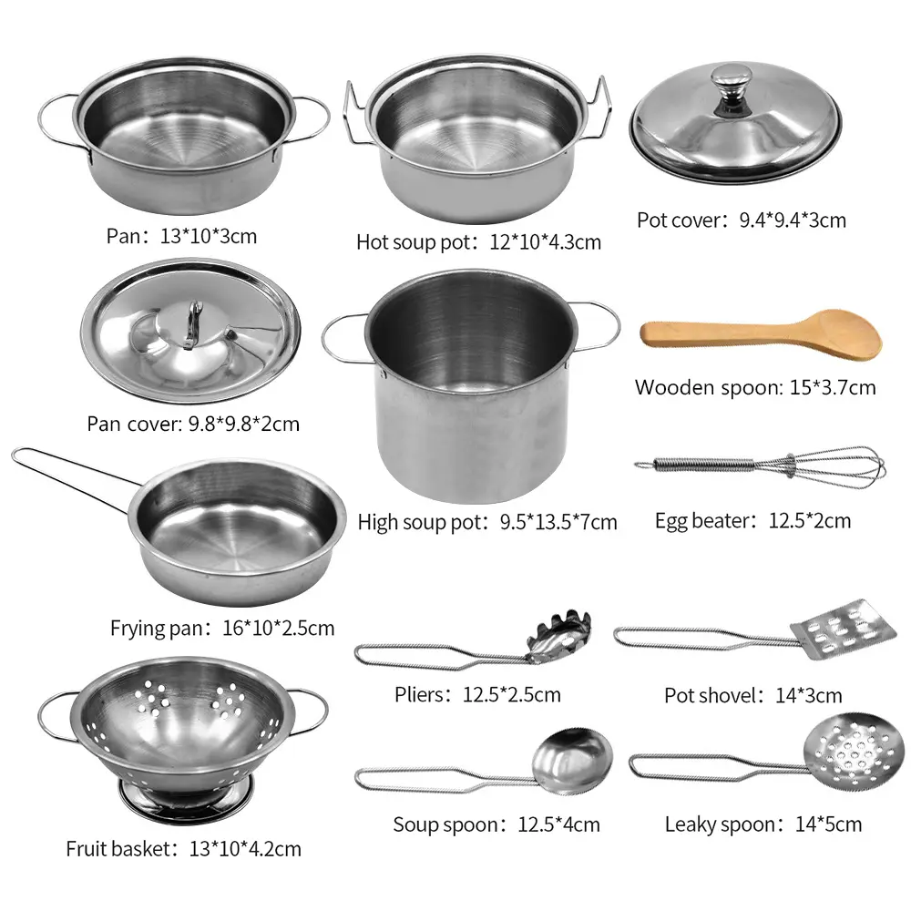 18PCS Kitchen Set Pretend Play Kids Cooking and Baking Set Kitchen Utensils Children Chef Role Playset Educational Gift