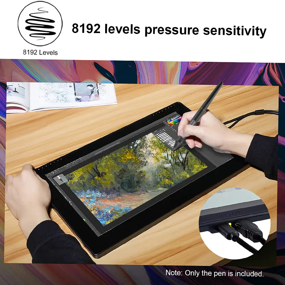 BOSTO Pen Digital Pen 8192 Levels Pressure Stylus Pen for BOSTO 13HD/16HD/16HDK/16HDT/22UX Graphics Monitor Drawing Tablet