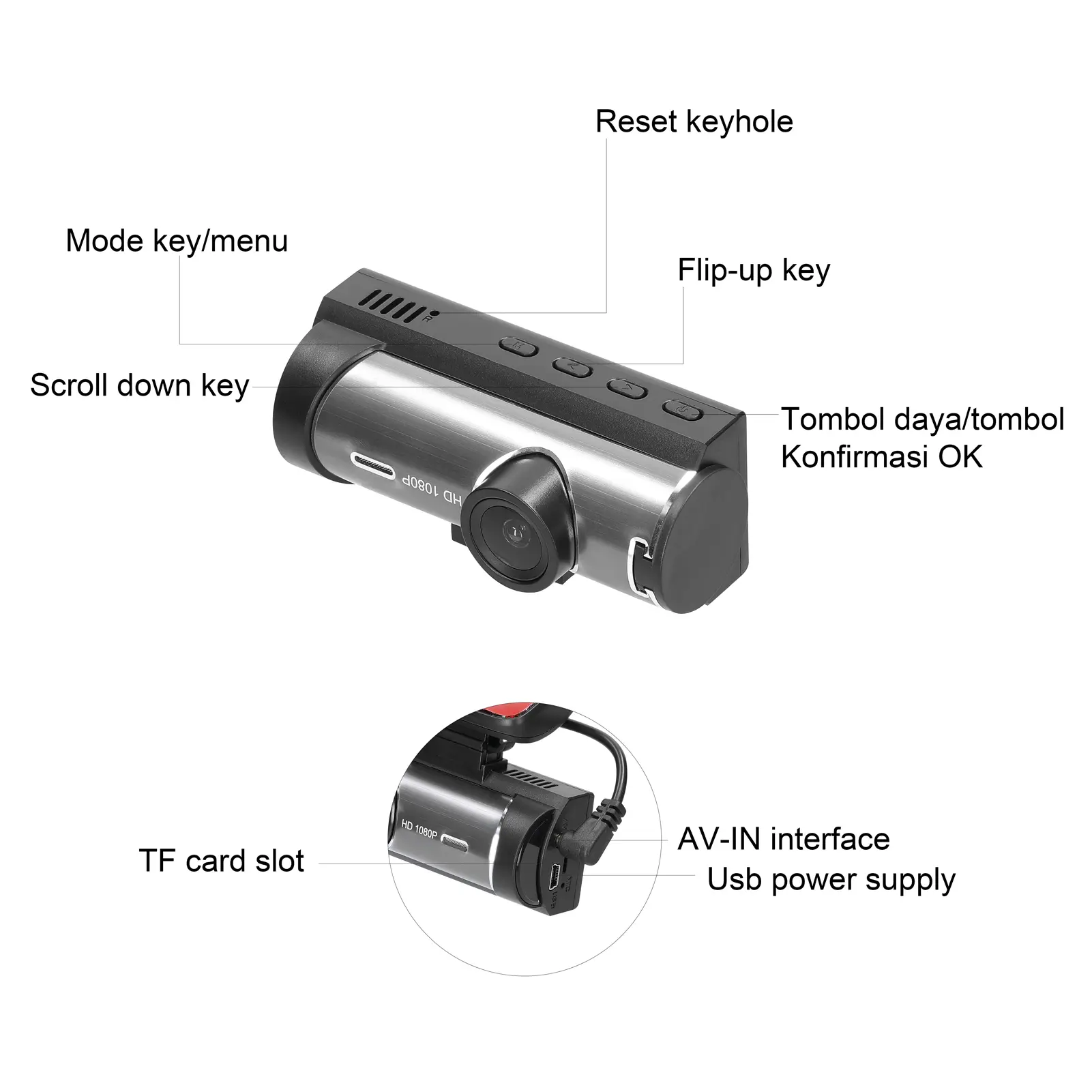 Multi-language Dual Lens Car Video Recorder Auto Dash Cam Car Camera Recorder Night Viewing Motion Detection DVR 170 Degree