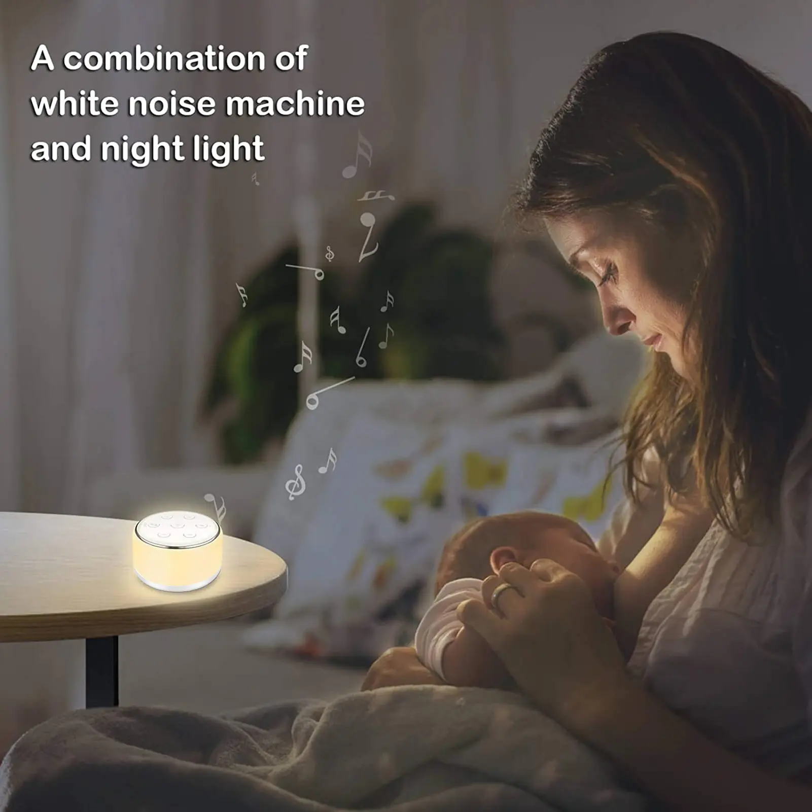Desktop White Noise Machine Sleep Sound Machine for Baby Sleep Soother 7 Colors Night Lights 34 Soothing Sounds 30min/60min/90m