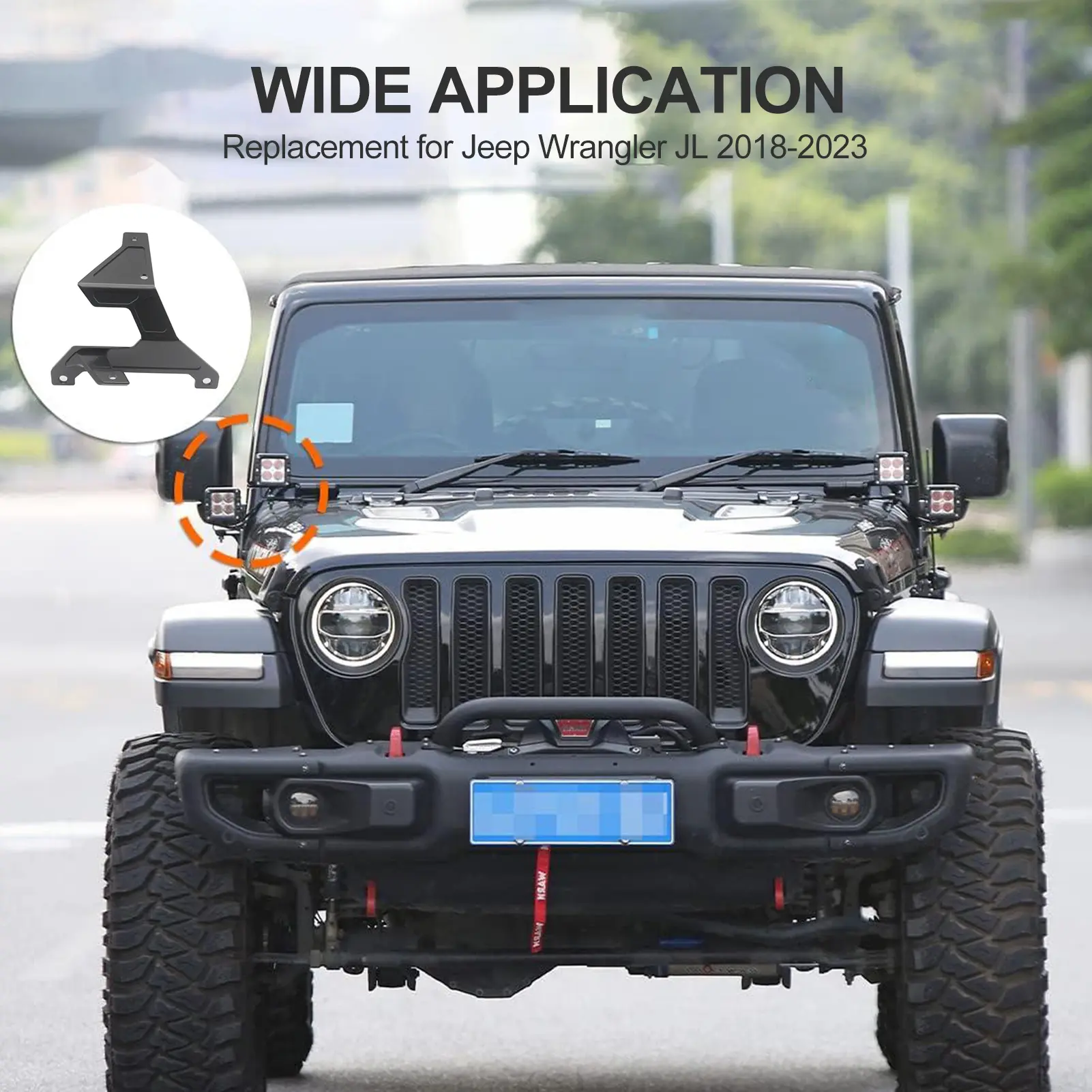 Dual A-Pillar Light Mount Windshield LED Light Mounting Brackets Off-Road Light Bar Brackets for Jeep Wrangler JL 2018-2023