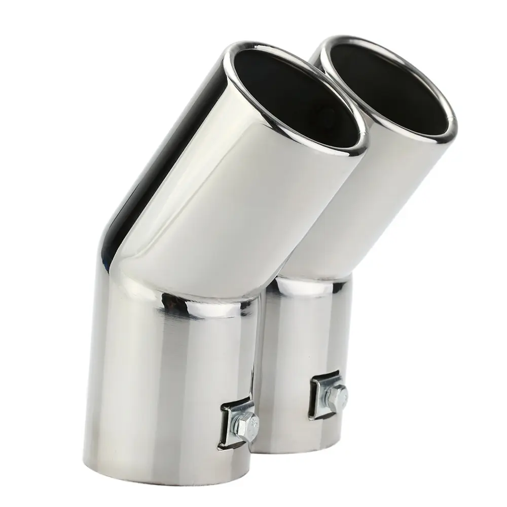 Dual Pipes Stainless Steel Exhaust Tail Pipes Muffler Tips for VW Golf 4 Bora Jetta