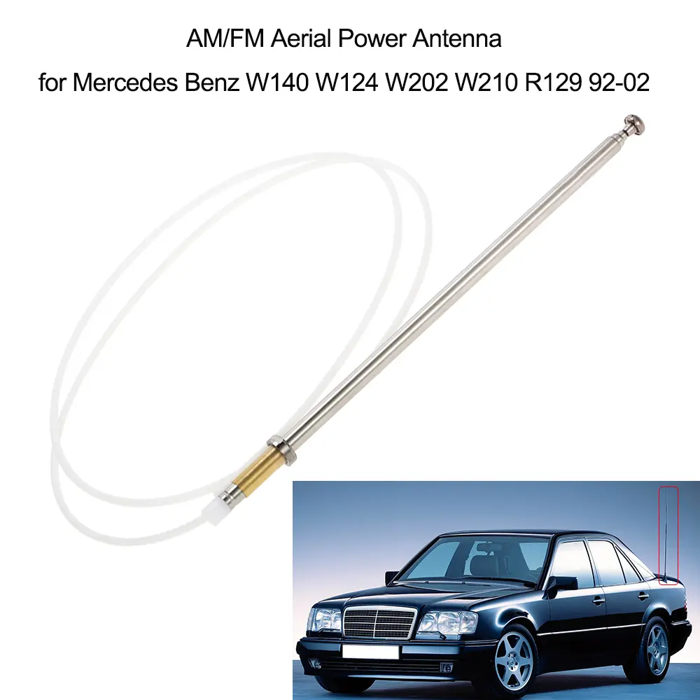 AM/FM Aerial Power Antenna Replacement for Mercedes Benz W140 W124 W202 W210 R129 92-02 Aerial Antenna Mast length 23cm