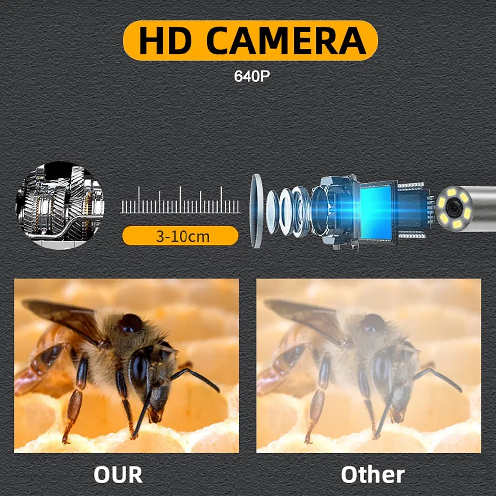 7mm lens Android Endoscope Camera Adjustable 6 LEDs IP67 Waterproof 1m 2m 5m Micro Inspection Video Camera Snake Borescope Tube