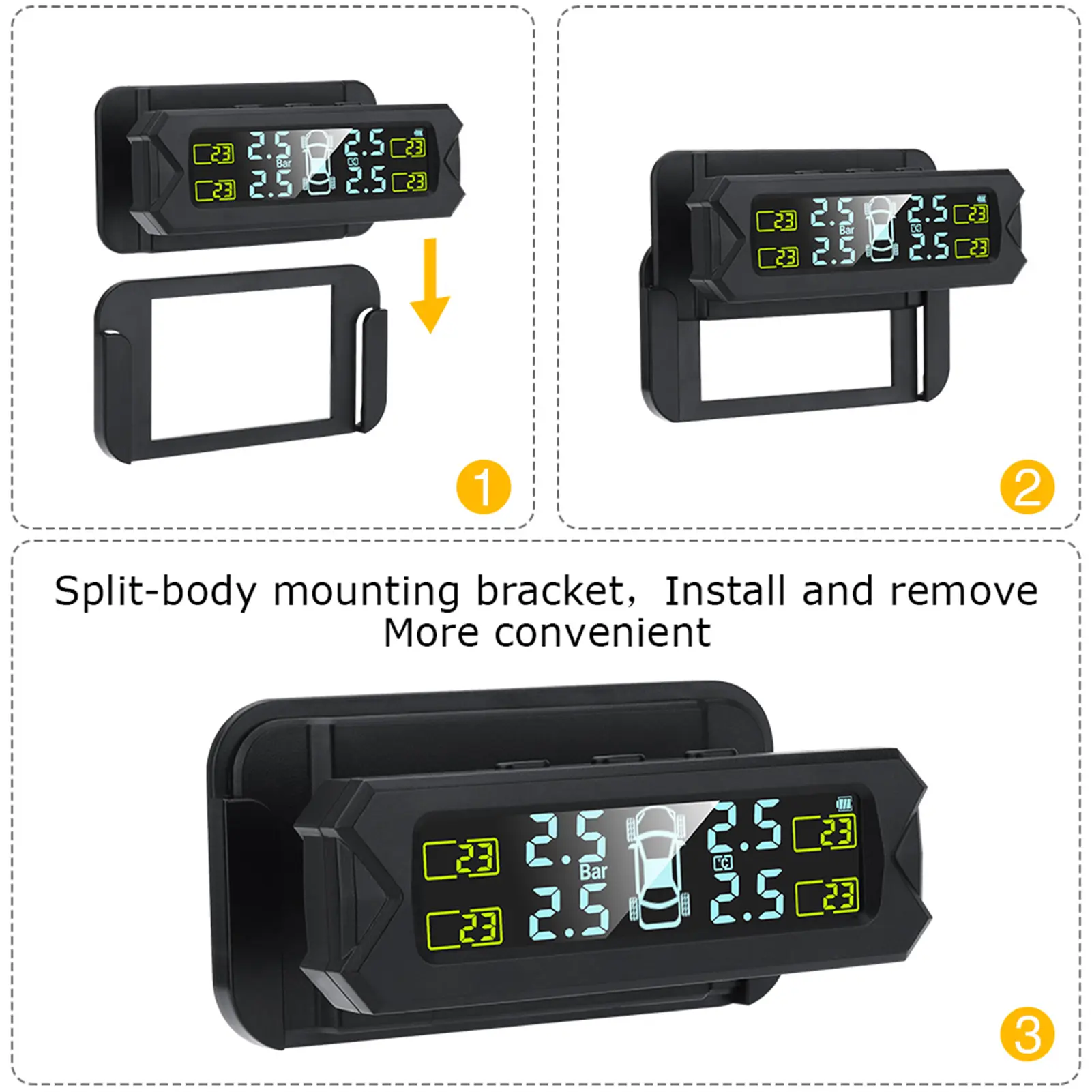 Tire Pressure Monitoring System,Wireless Solar Power TPMS with 5 Alarm Modes,Auto Backlight LCD Display,4 Sensors 0-67 PSI