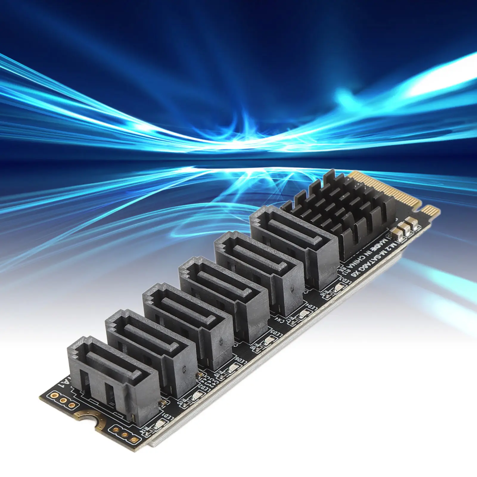 M.2 to SATA3.0 Adapter Card 6Gbps High Speed ASM1166 M.2 PCIE to SATA Expansion Card with Smart Indicator M.2 to SATA3.0 Adapter