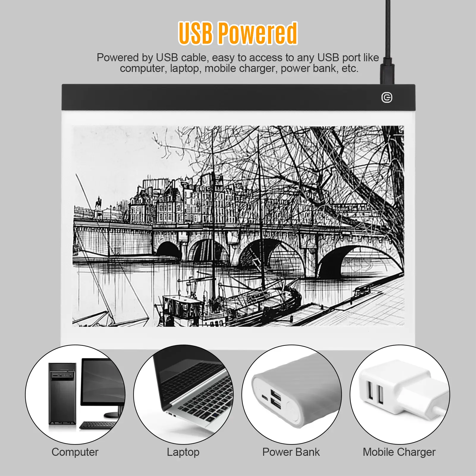 A3 Copyboard Ultra-thin LED Light Pad Stepless Brightness Translucent Drawing Board for Artist Animation Sketching  Stenciling