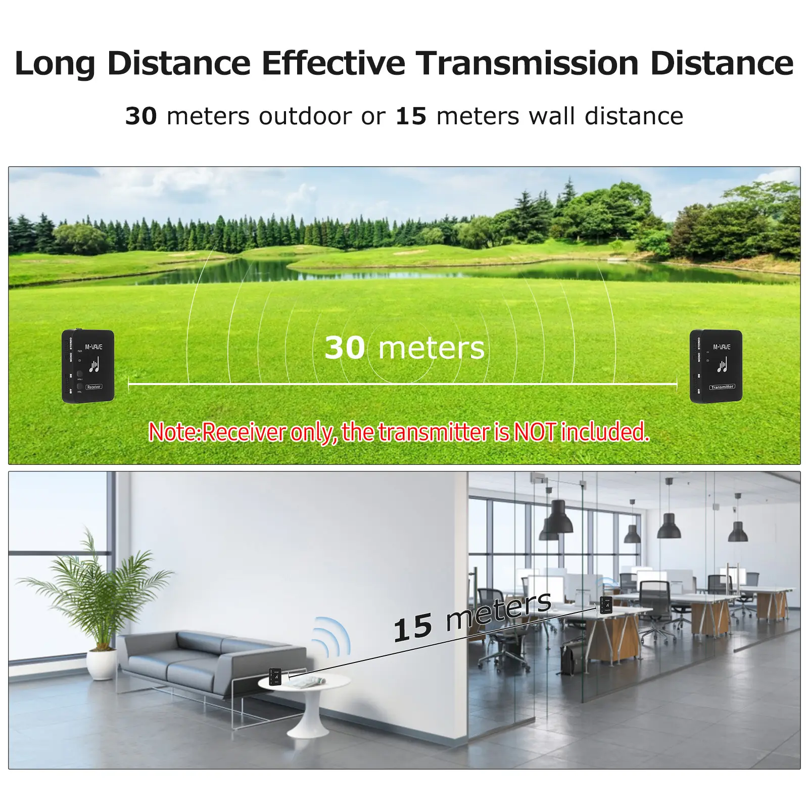 M-VAVE WP-10 2.4GHz Wireless Ear Back Receiver Rechargeable Receiver of Wireless Earphone Monitor Transmission System
