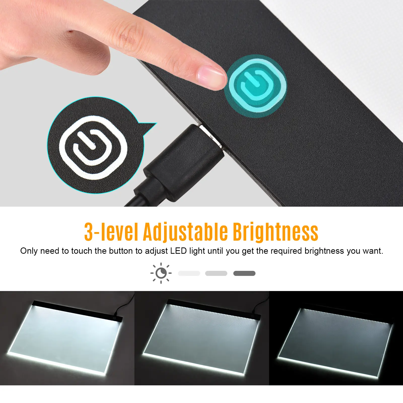 A3 Copyboard Ultra-thin LED Light Pad Stepless Brightness Translucent Drawing Board for Artist Animation Sketching  Stenciling