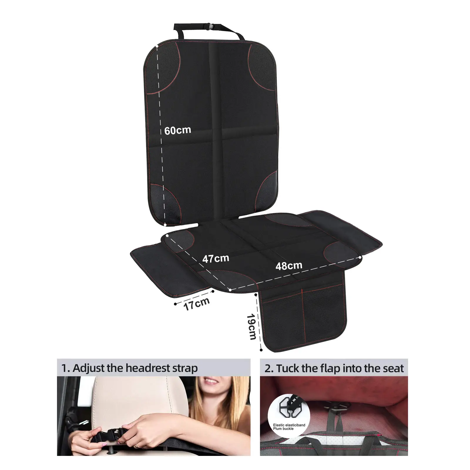 Baby Car Seat Protector Slip-Proof Wear-Resistant Back Sexat Cover Mat with Organizer Pocket Child Safety Seat Universal Chair