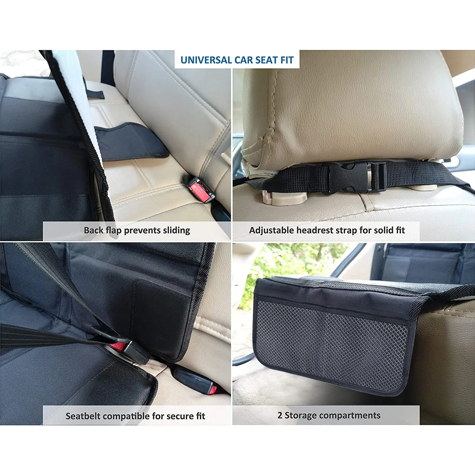 Baby Car Seat Protector Slip-Proof Wear-Resistant Back Sexat Cover Mat with Organizer Pocket Child Safety Seat Universal Chair