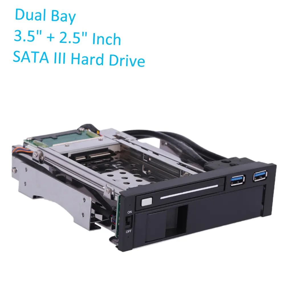 Dual Bay 3.5" 2.5" SATA III Hard Drive HDD & SSD Tray Caddy Internal Mobile Rack Enclosure Docking Station w/ USB 3.0 Hot Swap