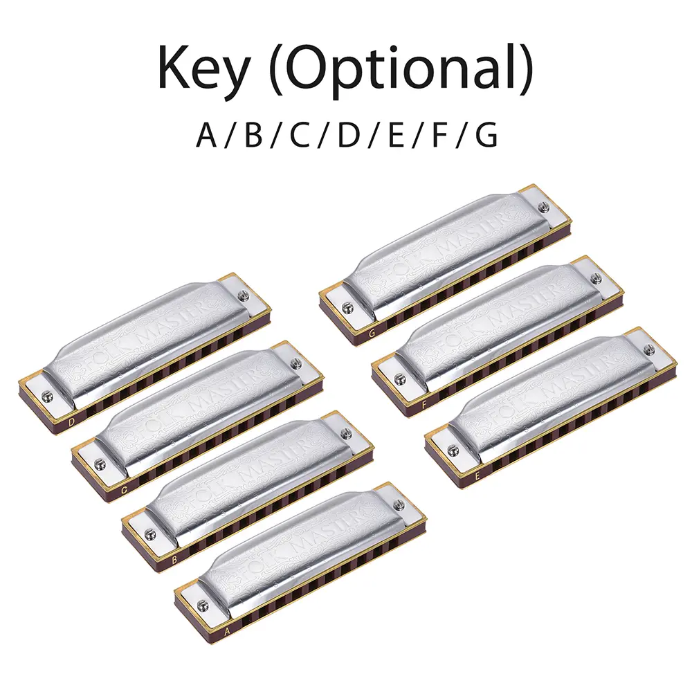 SUZUKI Folkmaster Blues Harmonica Standard Key of C A B E F G Key 10-Hole 20 Tones Diatonic Blues Gaita Harmonica for Beginner