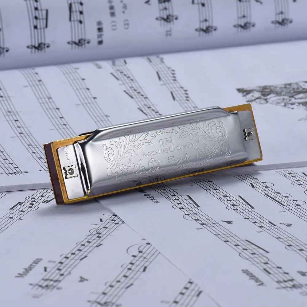 SUZUKI Folkmaster Blues Harmonica Standard Key of C A B E F G Key 10-Hole 20 Tones Diatonic Blues Gaita Harmonica for Beginner