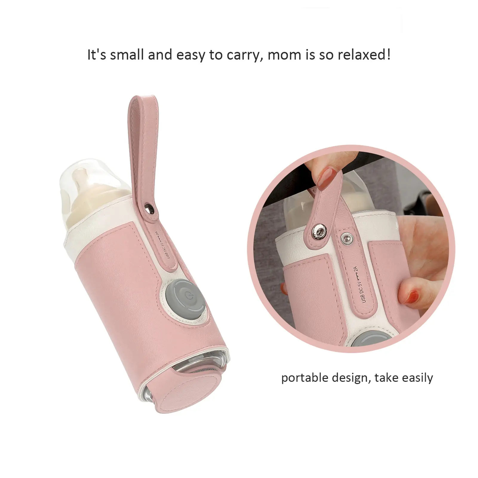 Portable Baby Bottle Warmer 3 Levels Constant Temperature Warming for Breastfeeding Night Feeding Daily Use Travel